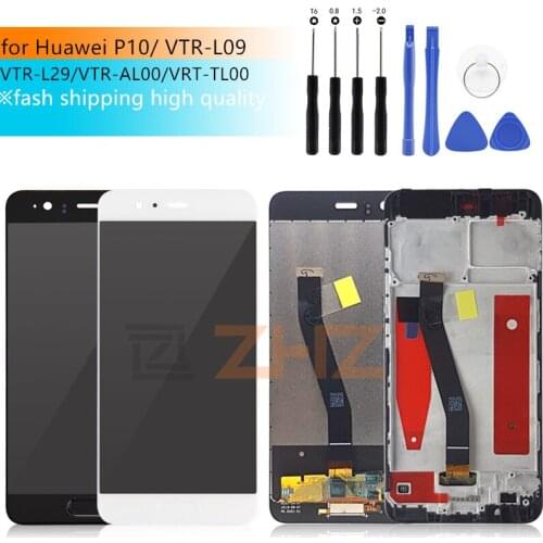 For Huawei P10 LCD Display Touch Screen Digitizer Assembly With Frame Replacement VTR-L09 VTR-L10 VTR-L29 For Huawei P10 LCD