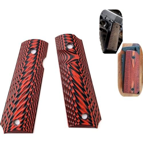 1 Pair Damascus Black Red G10 Handle Shank Non-slip Patches for 1911 Grips