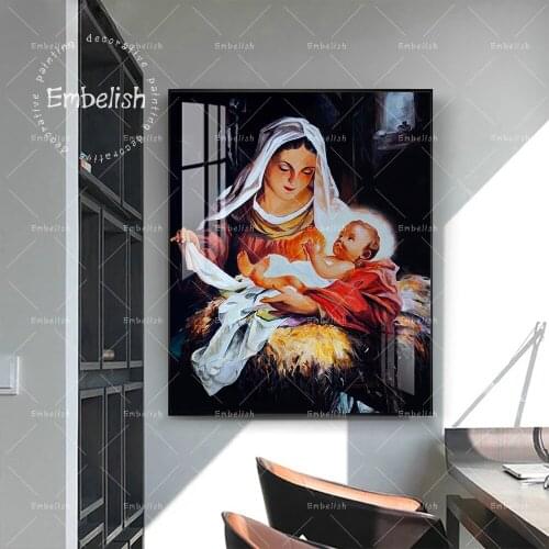 1 Pieces Mary And Jesus Christ Modern HOme Decor Posters HD Spray On Canvas Paintings For Living Room Wall Art Pictures