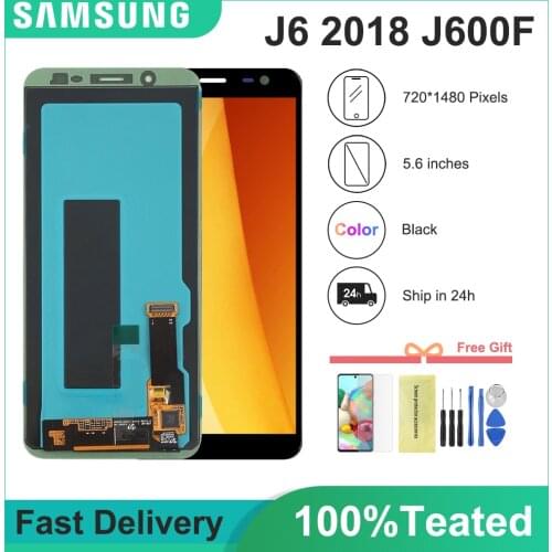 100% Original Super AMOLED LCD For Samsung Galaxy J6 2018 J600F J600f Display Touch Screen Assembly Replacement j600 black lcd