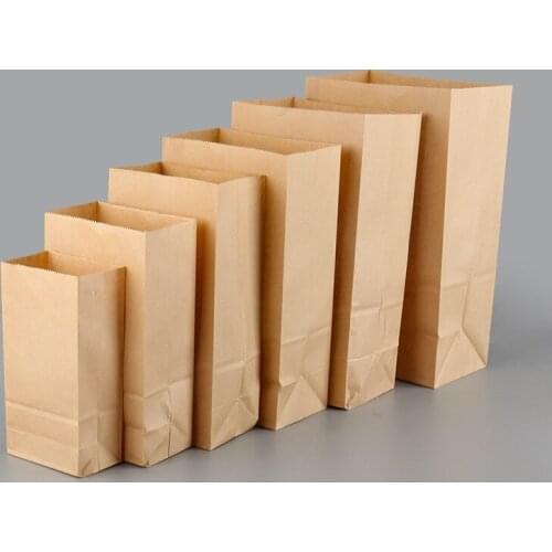100pcs/lot brown white Kraft paper cake paper bags box food packaging Jewelry Bread Candy Party Bags For Boutique cookie
