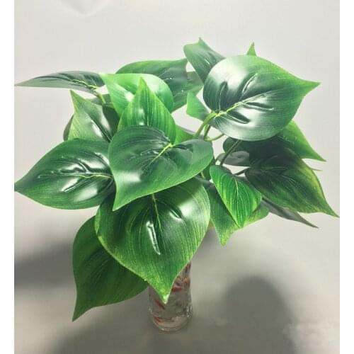 5pcs Artificial Mini 5-branches Green Fake Scindapsus Plants Leaves Foliage Office House Indoor Decoration