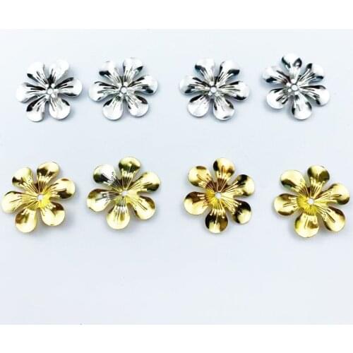 50pcs Metal Crafts Gold/silver Flowers Connectors Wraps Filigree For DIY Scrapbooking Home DecorJewelry Making Charms 20mm