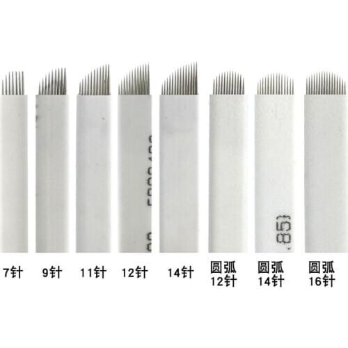 50pcs Microblading 7 9 11 12 14 U Shape Permanent Makeup Eyebrow Flex Tattoo Needles For 3D Lamina Blade Agulhas Tebori