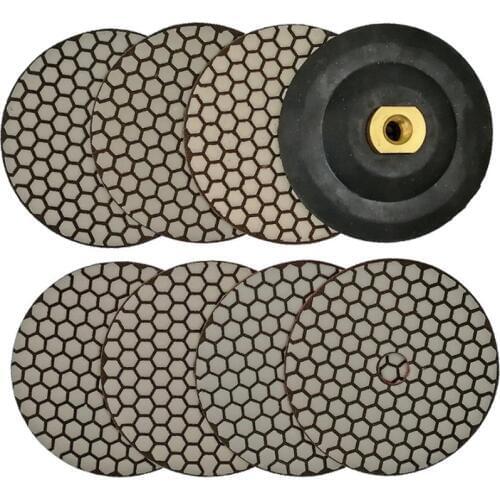 7pcs/set Dia125mm Diamond Dry polishing pads with a M14 rubber backer 5" Resin bond stone sanding disc granite marble ceramic
