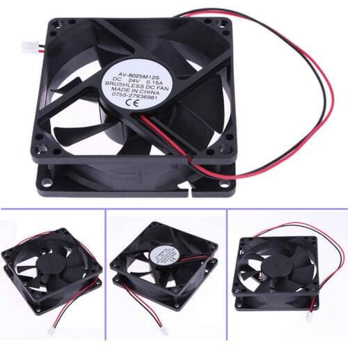 80x80x25mm 24V Brushless DC 7 Blade PC Cooler Cooling Fan Low Noise High Speed Air Flow Cooler Fan