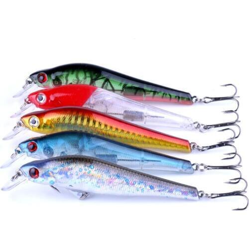 Big Sale 5pcs New Minnow Fishing Lure Perch Plastic Bait 3D Fish Eyes Hard Crankbait Lead Inside Diving Fishing Tackle 10cm 11g
