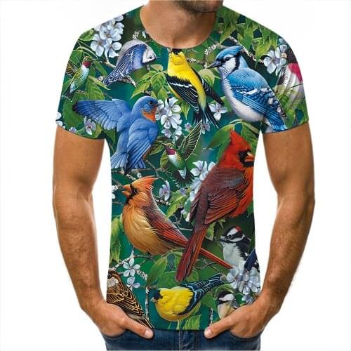 3D Print Parrot Brand T Shirt Peacock Tshirt Bird T-shirt Men Women Animal Harajuku Fun Flower T Shirts Punk O-neck Tee Colthing