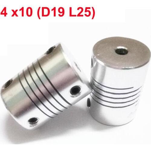 2PCS 4x10mm CNC Motor Jaw Shaft Coupler 4mm To 10mm Flexible Coupling OD 19x25mm wholesale Dropshipping