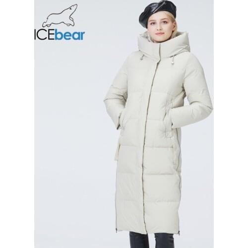 ICEbear 2021 new womens long hooded jacket fashionable womens clothing winter womens coat GWD21580I