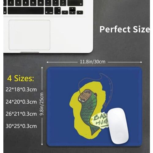 Bass Hunter Mouse Pad DIY Print Bass Hunter Fish Fishing Tackle Reel Hobby Bait Funny Green Monster Fish