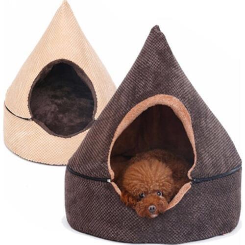 Dog Beds Pet Dog Cat Tent House Winter Warm Mats Dirt-resistant Pet Bed Soft Yurt Bed with Double Sided Washable Cushion