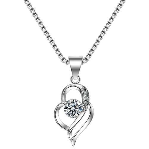 Hot Wedding Necklaces Jewelry Trendy Heart Shape CZ Zircon Pendant Necklace Chokers Collares Bijoux