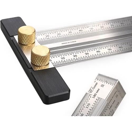 High-precision Scale Ruler T-type Hole Ruler Stainless Woodworking Scribing Mark Line Gauge Carpenter Measuring Tool