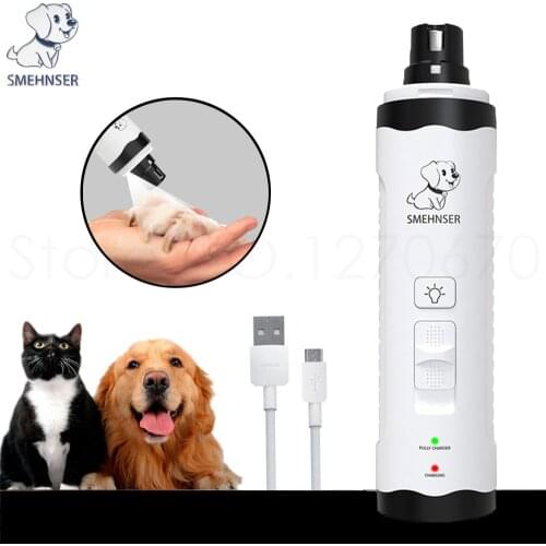 New Low Noise Dog Nail Clippers With LED Light Cat Dog Nail Grinder Rechargeable USB Pet Nail Clipper Electric Grooming Trimmer