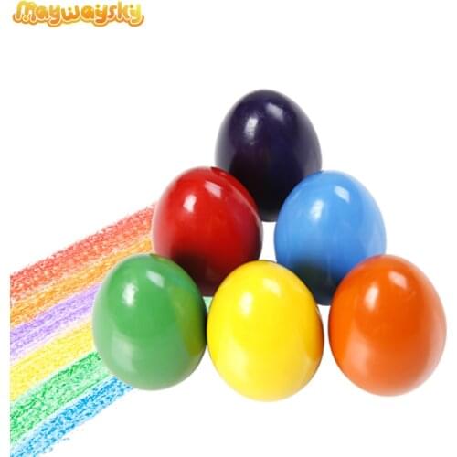 Maywaysky 6 Colors Egg Shape Wax Non Toxic Crayons Pen For Kid Drawinng Painting Educational Toy