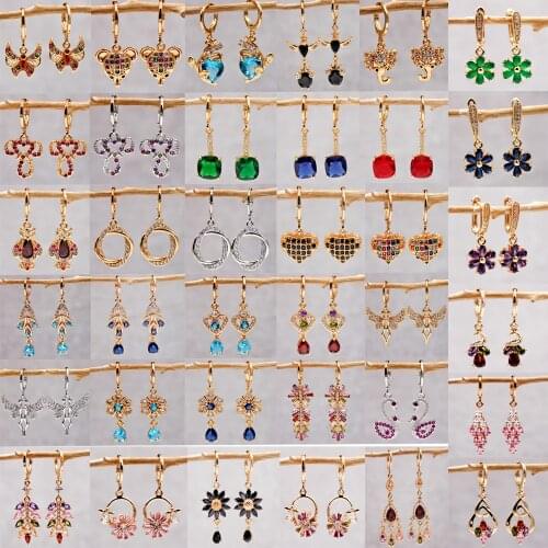 Trendy Dangle Waterdrop Gold Plated Flower Earrings For Women Girls Gold Eardrop Fashion Jewelry Accessories Party Wedding Gift