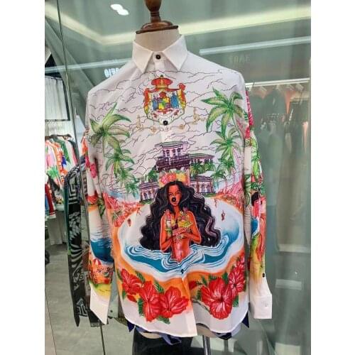 W1527 Fashion Mens Shirts 2021 Runway Luxury famous Brand European Design party style Mens Clothing