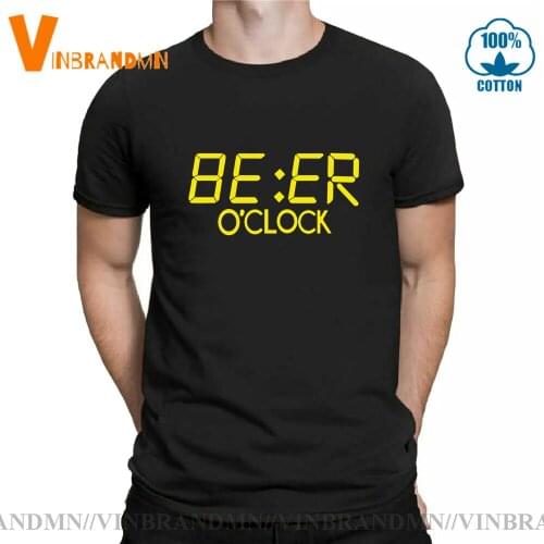 Men Casuce Funny BEER OCLOCK Print Short Sleeve Tee Shirt Cool Summer Clothes O Neck Streetwear Harajuku Graphic Tees