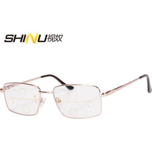 High Quality Full Metal Frame Bifocal Reader see far or near Reading Glasses for Men farsightedness Prescription photochromic