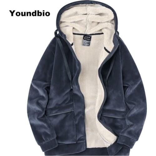 Men Warm Winter Fleece Pullover Solid Streetwear Jackets Windbreaker Coats Hooded Casual Jacket Outwear Male Plus Size L-8XL