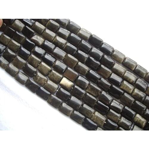 Natural Gold Obsidian Flat Rectangle 13*18mm Loose Beads For Jewelry Making DIY Bracelet Necklace Earrings
