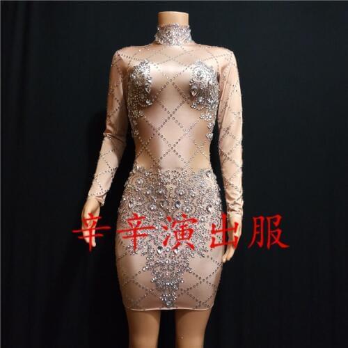 2020 Women New Sparkly Silvery Rhinestones Sexy Dress Party Prom Nightclub Bar Singer Star Vocal Concert Performance Costumes