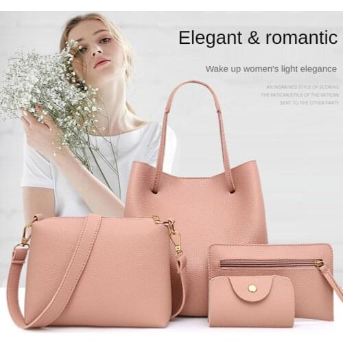 New 4pcs/Set Ladies Handbags Bolsa Femini Female PU Leather Shoulder Messenger Bags Large Capacity Composite Tote Bags For Women