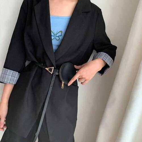 New Triangle Girdle Designer Belt, Fashionable PU Leather Belt, Simple Black Belt Jacket, Street Fashion Trend, Versatile Belt