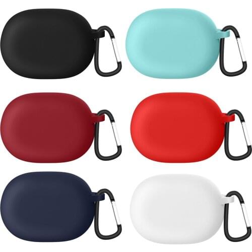 Solid Color Wireless Earbuds Case w/ Hook Soft Silicone Protective Shell Anti-Fall Shockproof Protector for Beats Studio Buds