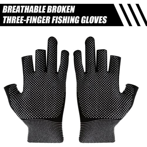 1 Pair Summer Anti-Slip 3 Fingers Cut Fishing Gloves Breathable Hunting Cycling Parts Portable Fitness Pesca Fishing Accessories