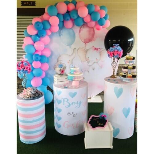 Gender reveal Round circle background baby shower elephant Backdrop newborn birthday Party table banner plinth covers YY498