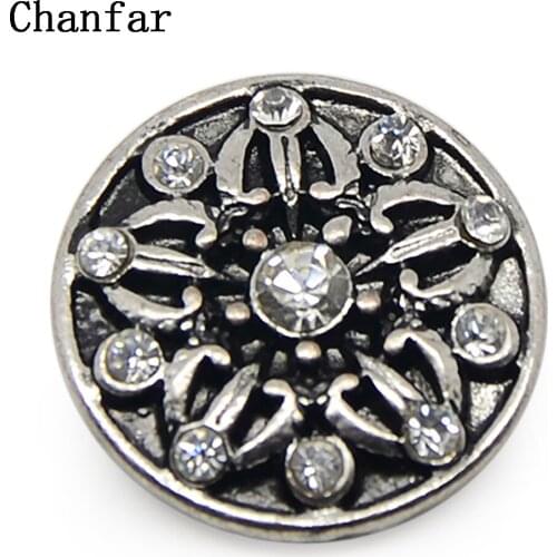Clear Rhinestone Alloy Metal Snap Button Beads Charm Jewelry For Fashion Jewelry Making