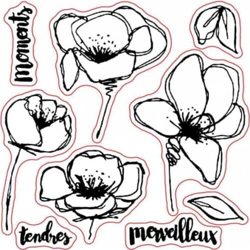 French words/ Tendres Coquelicots Transparent Clear Stamp/Seal for DIY scrapbooking/photo album Decorative clear stampA1837