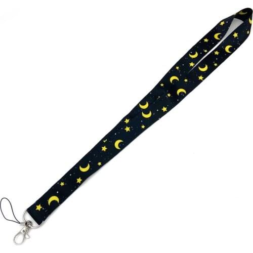 Day and Night Lanyards Key Chain Cartoon Weather Moon Star Webbing Neck Straps Keychain Phone Hanging Rope USB ID Card Keyholder