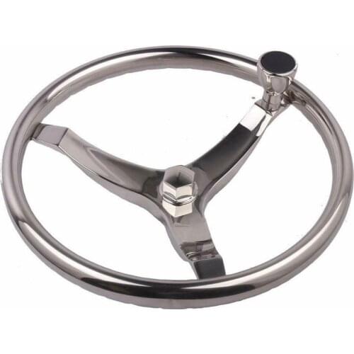 304 Stainless Steel 3 Spoke Steering Wheel W/ Nut & Knob 13-1/2"