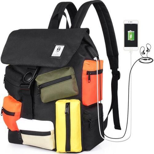 New Personality Contrast Color Backpack College Student Bag Trendy Creative Hip Hop Simple All Match Backpack
