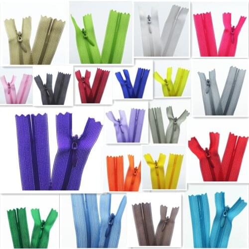 100 pcs 3#30-50 cm (12-20 inches) silk hidden zipper custom sewing process 20-color optional