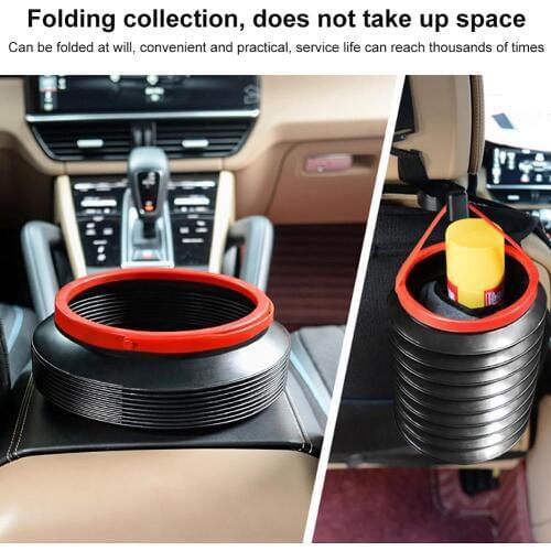 Car Interior Folded Trash Bin 4L Anti-slip Telescopic Bucket Car Storage Basket Multi-functional Mini Garbage Can