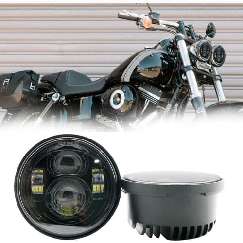 Led Motorcycle Headlight Scooter Bulb for Fatbob Projector Moto Head Light High Low Beam For Harley Fat Bob Dual Headlamp