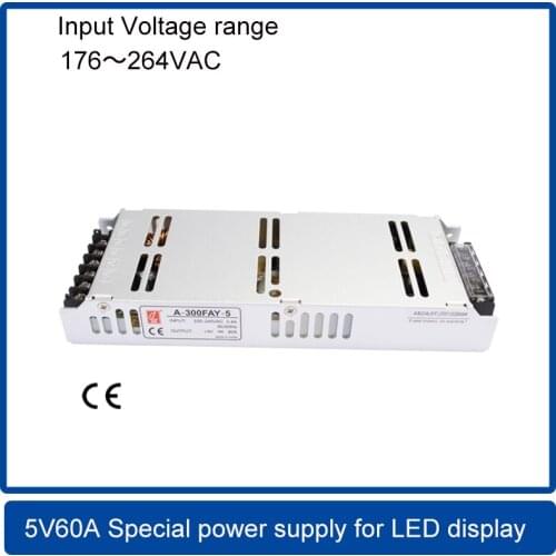 CL 5V 60A 300W Ultra Thin Full Color LED Display Screen power supply,Input voltage 176～264VAC