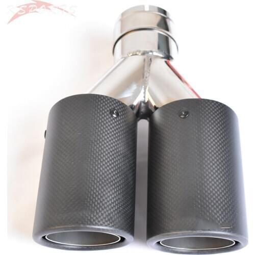 Universal car Model Dual Carbon fiber stainless steel universal Auto A Logo exhaust tip end pipe With Equal Length