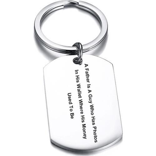 Universal Stainless Steel Tag Key Chain Ring Keyring Fathers day Birthday Gift