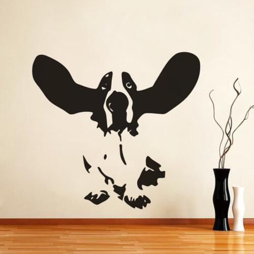 Vinyl Wall Decal Basset Dog Pets Wall Murals Pets Shop Decoration Basset Doggy With Long Ears Vinyl Wall Stickers AZ741