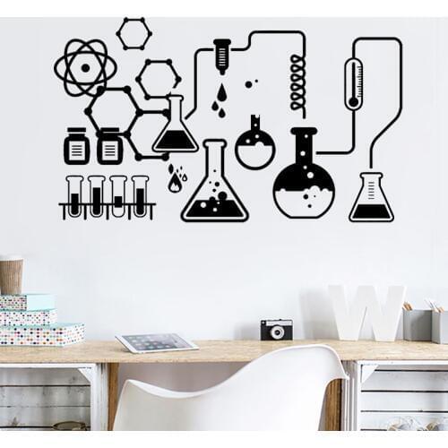 Science Chemical Lab Vinyl Art Wall Decals Scientist Office Chemistry School Wall Stickers for Room Decoration Accessories Z300