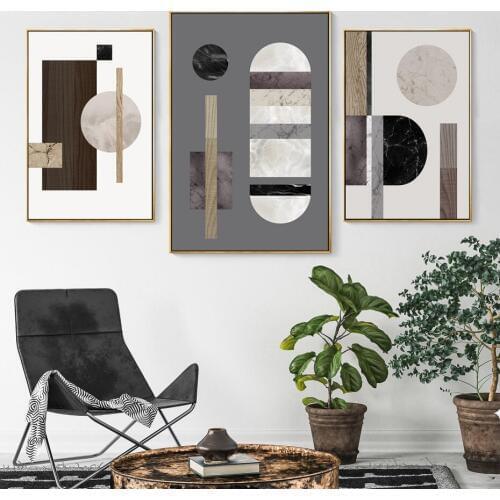 Vintage Geometric Marble Background Scandinavian Canvas Painting Nordic Wall Art POP Pictures for Living Room Home Decor