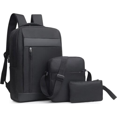 2021 New Nylon Waterproof Backpack Fashion Solid Color Bagpack Large Capacity Computer Bag Three-Piece School Bags Unisex Rugzak