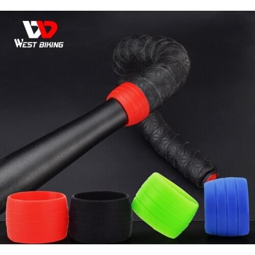 West Biking 2pcs Road Bike Handlebar Tape Fixed Ring Anti-fall Off Silicone Handle Bar Tapes Protection Ring Bicycle Accessories