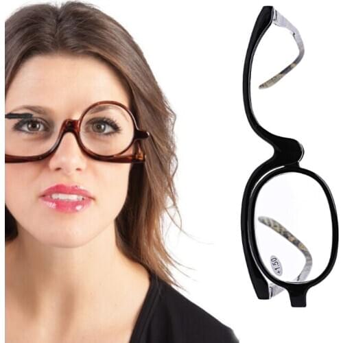 Women Cosmetic Rotatable Glasses Making Up Reading Glasses Presbyopic Eyeglass +1.5~+4.0