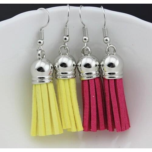 1 Pair Vintage Tassel Drop Earrings Faux Suede Fabric Korean velvet Dangle Earrings Hypoallergenic for Girl Women Gift ME231